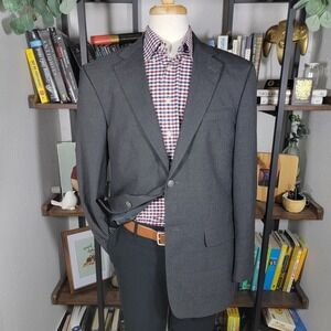 VTG Stafford Men's Sport Coat Blazer Two Button Charcoal Gray‎ Poly Wool Sz 42L